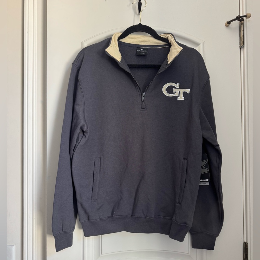 Georgia Tech Colosseum Quarter Zip Sweatshirt Stitched Logo NWT